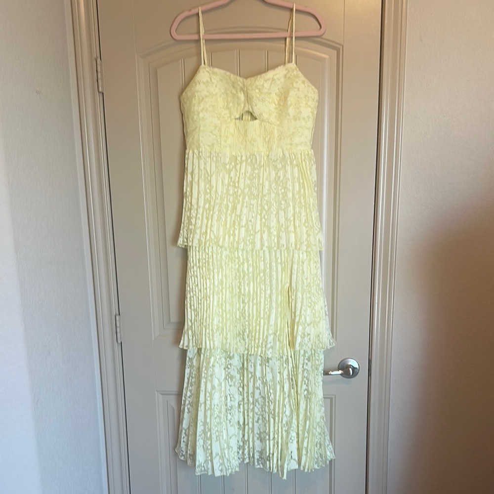 Astr Yellow Tiered Ruffled Maxi Dress